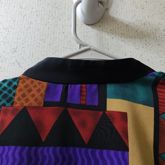 Vintage Caron Chicago Abstract Blouse Long sleeves Aztec Size 10 USA Clean - Picture 10 of 10